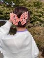 1pc Large Double Layer Hollow Out Butterfly Hair Clip For Women, Shark Style Matte Hair Claw Styling Tool