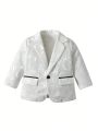 Toddler Boys' White Jacquard Suit 2pcs/Set Formal Dress Suit For Holiday And Festive Occasions