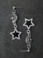 Goth 1 pair European And American Gothic Style Black Dripping Oil Rhinestone Star Pendant Earrings