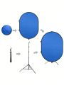 7.3 x 4.8ft 2 Side Collapsible Chromakey Green Blue Backdrop with 7.6ft/2.3M Support Stand Reversible Background Video Live Stream Gaming with Bag