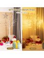 Costway 6ft Pre-lit White Twig Birch Tree for Christmas Holiday w/96 LED Lights