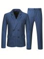 Extended Sizes Men Plus Pinstriped Double Breasted Blazer & Suit Pants