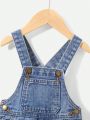 SHEIN Baby Boy Washed Comfortable Soft Denim Overalls