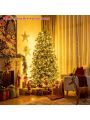 Costway 8FT Pre-Lit Hinged Christmas Tree 3402 PE & PVC Tips w/ 620 Lights & Foot Switch