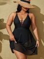 SHEIN Swim Chicsea Plus Size Solid Color One-Piece Swimsuit