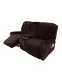 2 Seater Recline Chair Sofa Cover Velvet Stretch Recliner Loveseat Sofa Cover with Center Console Sofa Slipcover