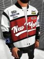 Men's Plus Size Letter Printed Jacket
