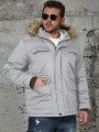 Men's Plus Size Hooded -padded Jacket With Collar