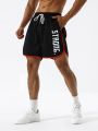 Men Letter Graphic Contrast Binding Sports Shorts
