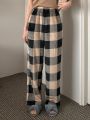 DAZY Plaid Furry Straight Pants For Pajamas