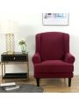 Wingback Armchair Cover Stretch Slipcover Elastic Wing Chair Cvoer Protector 2 Pieces