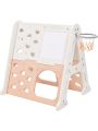 Merax 5-in-1 Toddler Climber Basketball Hoop Set Kids Playground Climber Playset with Tunnel, Climber, Whiteboard,Toy Building Block Baseplates, Combination for Babies
