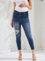 SHEIN Pregnant Women's Tight Distressed Jeans