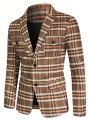 Men Plaid Print Single Breasted Blazer