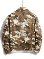 Manfinity EMRG Men's Camouflage Printed Frayed Denim Jacket