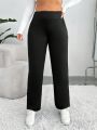 SHEIN CURVE+ Plus Size Women's Slit Hem Pants