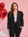 SHEIN Clasi Plus Size Women's Blazer With Gigot Sleeve And Single Button Closure