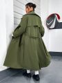 Women's Solid Color Casual Trench Coat With Lapel Collar
