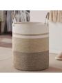 Laundry Hamper, Large Woven Rope Laundry Basket with Handles, Decorative Storage Basket for Clothes and Toys in Living room, Bedroom, 15