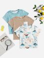 SHEIN Toddler Boys 3pcs Letter & Dinosaur Graphic Tee