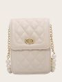 Mini Minimalist Quilted Faux Pearl Decor Square Bag