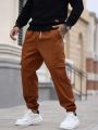 Manfinity Homme Men's Solid Color Drawstring Work Pants