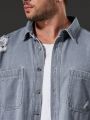 Extended Sizes Men's Plus Size Ripped Denim Shirt