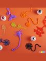 JOYIN 60 PCS Halloween Stretchy Sticky Toys, Slap Sticky Hands Sensory Toys Bulk for Kids Gift, Pumpkin, Ghost, Spider, Skeleton, Party Favors Classroom Game Prizes, Halloween Goodie Bags Stuffers
