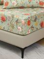 3pcs Fitted Sheet Set, 90g Polyester Flannelette, Plant And Floral Element Patterns, 1 Fitted Sheet And 2 Pillowcases