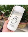 Cute Bear Transparent Summer Portable Outdoor Water Bottle Clear Frosted Water Cup Simple Cup for Women Men Students