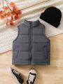 Young Boy 1pc Zipper Front Vest Puffer Coat