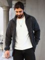 Manfinity Homme Men's Solid Color Zipper Cardigan