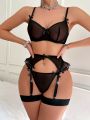Bowknot Garter Belt Sexy Lingerie Set