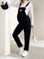 SHEIN Maternity Overalls With Text Pattern