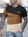 Manfinity Men Plus Letter Graphic Colorblock Tee