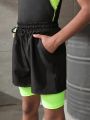 Tween Boys' 2 In 1 Drawstring Sports Shorts