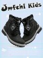 JMFCHI Kids Hiking Boots Boys Snow boots for Kids Waterproof Winter for Girls Warm Fur Lined Slip Resistant Outdoor Black