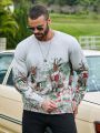 Extended Sizes Men'S Plus Size Sweater With Cartoon Pattern
