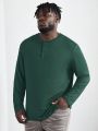 Manfinity Men's Plus Size Knotted Half-Button Knit Long Sleeve T-Shirt