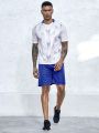 Football Men's Geometric Print Short Sleeve Shirt & Shorts Football Uniform Set