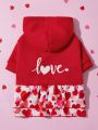 PETSIN 1pc Valentine's Day Love Heart Printed Red Pet Skirt