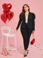 SHEIN Clasi Plus Size Women's Blazer With Gigot Sleeve And Single Button Closure