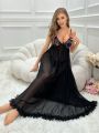 Women's Glitter Patchwork Camisole Sleepwear Dress