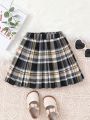 SHEIN Kids CHARMNG Young Girl Plaid Pleated Skirt