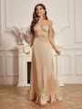 SHEIN Belle Adult Bridesmaid Dress With Ruffle Hem And Spaghetti Straps