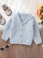 Baby Boy Lapel Button Up Cable Knit Cardigan