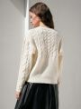 Anewsta Cable Knit Drop Shoulder Sweater