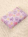 1pc Random Color Pet Blanket, Thick Flannel With Paw Prints, All Seasons Cat And Dog Blanket