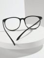 1pc Men's Business Eyeglass Frame Transparent & Elliptical Empty Glasses, Suitable For Daily Wear