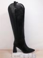Women'S Black Fashionable All-Match Mid-Calf Boots